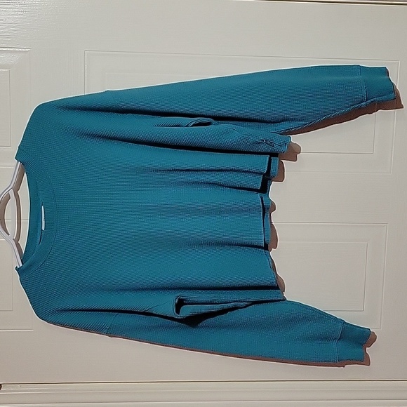 TNA Tops - TNA Cropped Thermal Teal Blue Long Sleeve Top US M